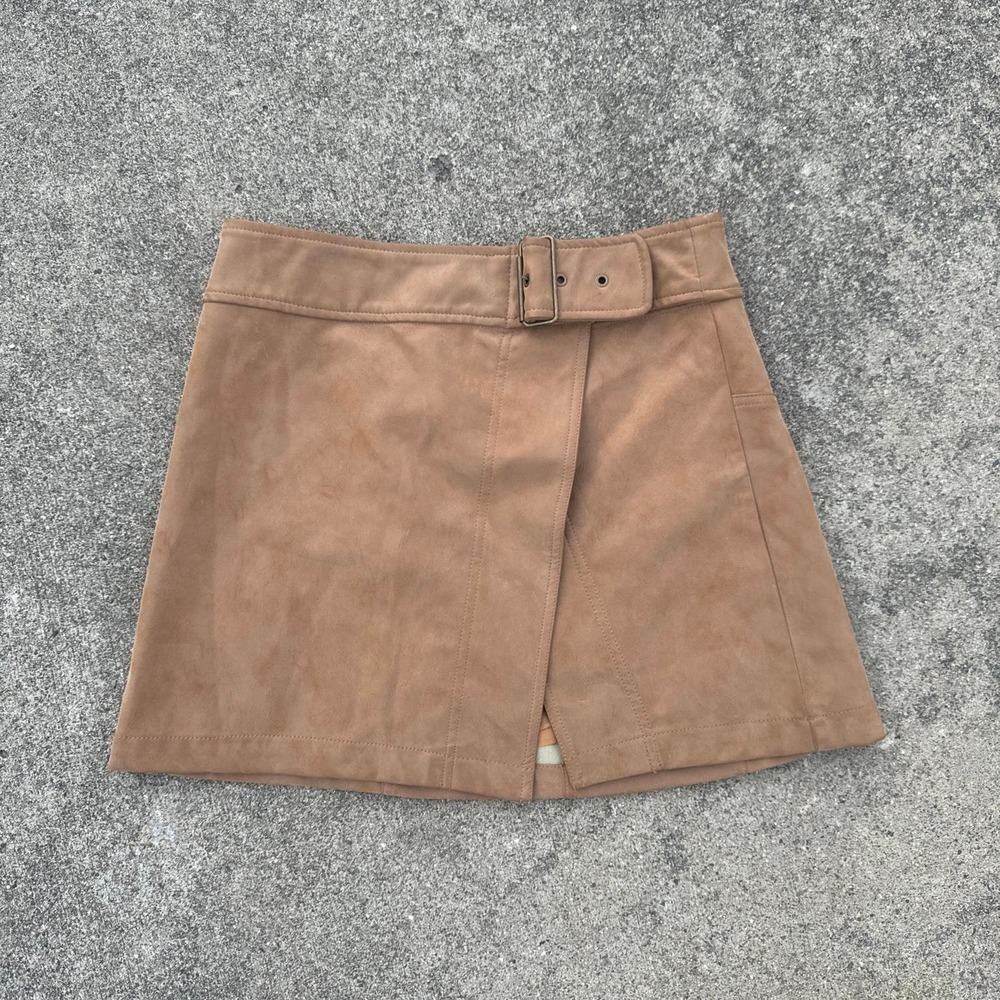 Free People camel vegan suede Ari wrap skirt